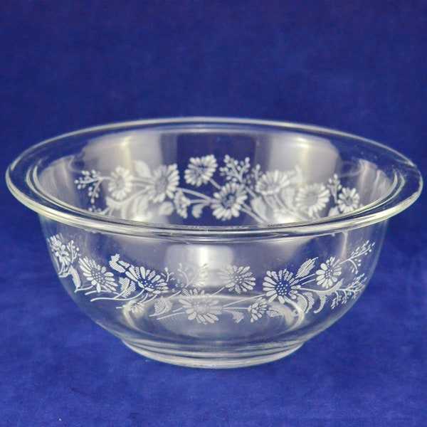 Pyrex Colonial Mist, French Daisy or Floral Daisy Clear Mixing, Nesting, Serving Bowl #322 - Corning New York - Made In USA