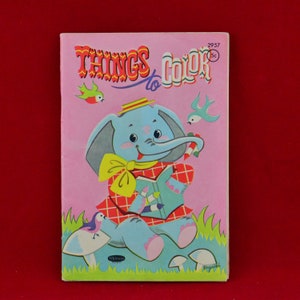 Things To Color #2957 – Vintage Whitman Coloring Book – Drawing by Adele Targonski - 1961 - Children&#39;s Activity Book