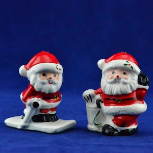 Vintage Ceramic Santa Claus Ornaments - Set of 2 - Christmas Décor - Figurines Holiday Decoration - Whimsical Kitsch - Saint Nicholas