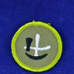 Vintage Boy Scout of America BSA Pioneering Embroidered Sew-On Khaki Merit Badge Patch - Rolled Edge Twill - 1961-1968