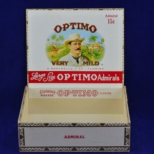 Optimo Santaella Y CA Cigar Box - Tobacciana - Exhibición de tienda de publicidad vintage - Decoración de la cueva del hombre - Caja de cigarros de cartón - Tabaco - Florida