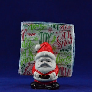 Guardanapo de cerâmica, cartão ou porta-cartas vintage Lefton Papai Noel - Decoração de Natal - Decoração de Natal - Kitsch caprichoso - São Nicolau