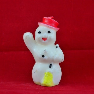 Mid-Century Gurley White Frosty the Snowman Figural Novelty Candle - Gurley Candle Company - Kerstdecoratie voor de feestdagen - Made in USA - 5 inch