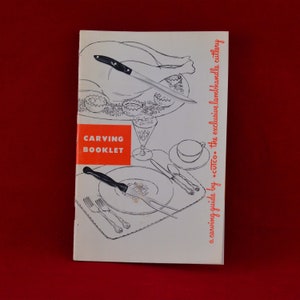 Guia do livreto de escultura Cutco - Livro manual ilustrado c. 1958 - Talheres com Cabo de Cordeiro - Mailer de Cartões de Vendas - Wear Ever Alumínio