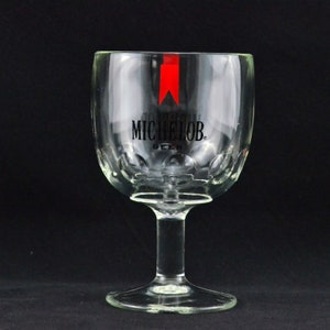 Vintage Michelob cerveza thumbprint Stemmed Goblet - 14 oz - Anheuser Busch Brewery - Advertising Glassware - Heavy Glass - Man Cave Décor