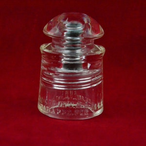 Vintage Pyrex Clear Glass Electrical Telephone Telegraph Insulator w Metal Insert - Pyrex Glass - Paper Weight - Craft Project - Retro Decor
