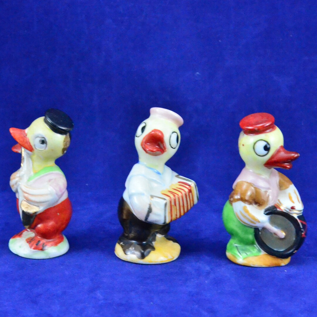 邦楽 duck Set of 3 Vintage Whimsical Duck Band Figurines - Porcelain Figures