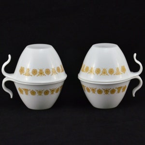 Corelle Butterfly Gold Open Hook Handle Cups - Set of 4 - Corelle Livingware - Pyrex Compatible - Coffee/Tea - Corning Ware - Retro Kitchen