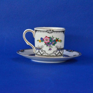 Vintage Adderleys Montcalm Demitasse Cup and Saucer - Bone China - Made in England - Floral Design - 1920s - Tea Set Replacements