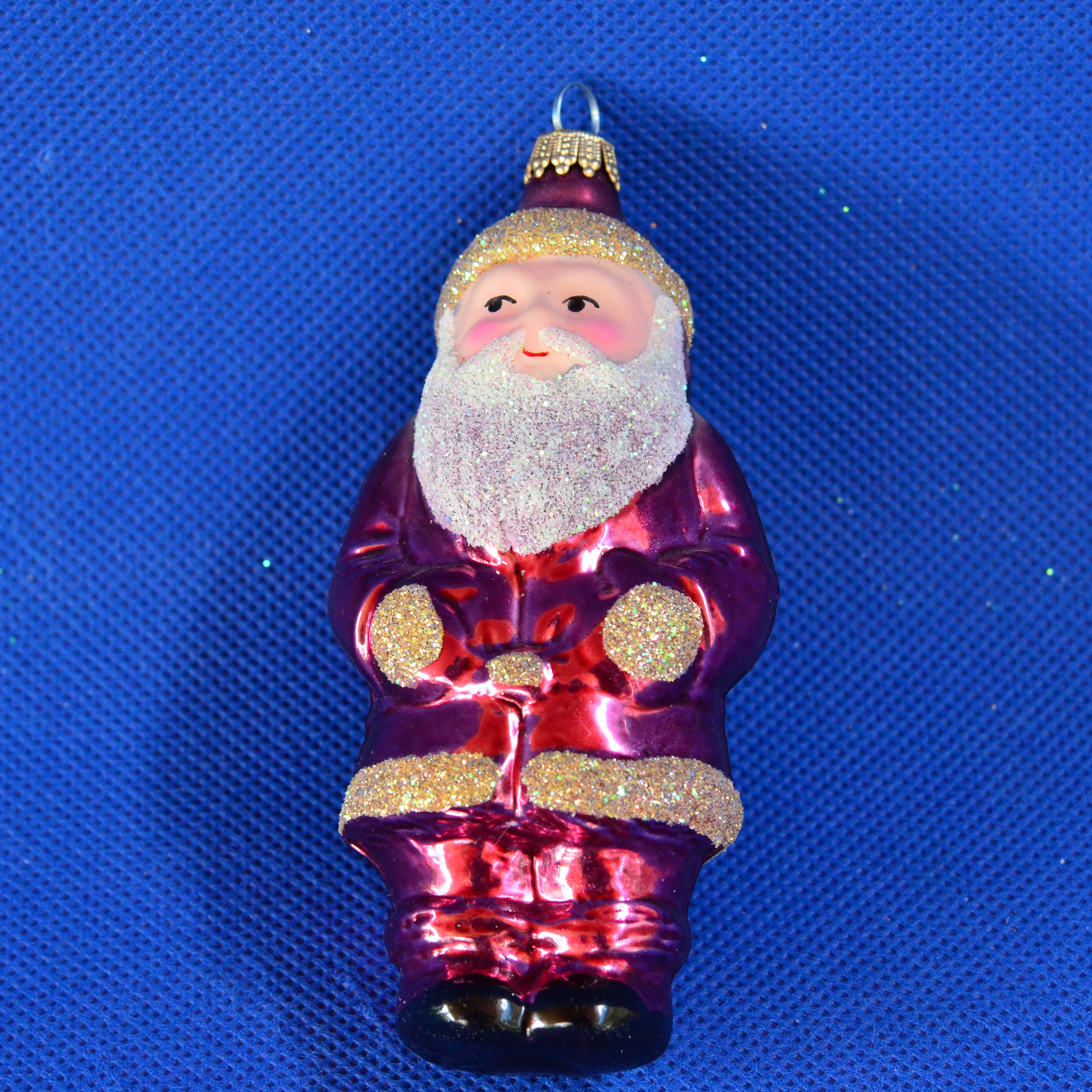 Décor Christmas Made Germany Hand Glitter Ornament West Glass Etsy Santa Lauscha Box Krebs Decorated Sparkle - Holiday in Blown Original