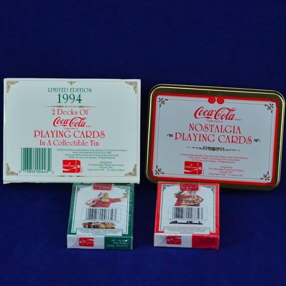 1994 limited edition coca cola playing cards Vintage 1994 Limited Edition Coca-cola Brand Nostalgia Playing Cards in  Collectible Tin - Christmas - Santa Claus With Coke - Soda Pop - NOS