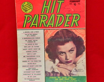 Vintage Hit Parader Music Magazine - February 1951 Edition - Faith Domergue – Charlton Publication - Movies - Merchandise Advertising