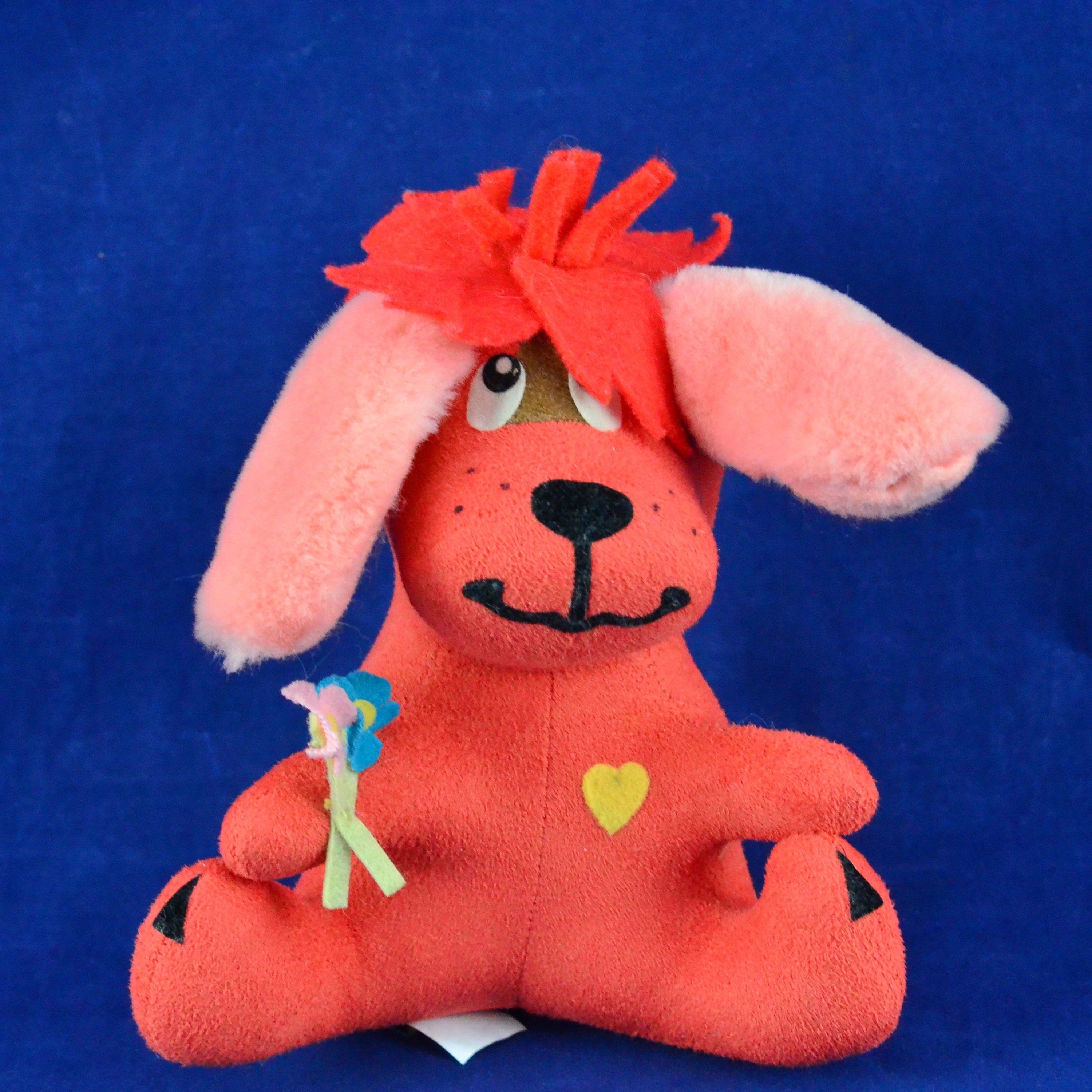 Vintage Dakin Dream Pets Rufus Dog - Red With Pink Ears - Stuffed