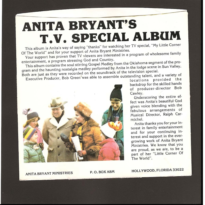 Anita Bryants T.V. Special Album My Little Corner Of The World Gospel and Nostalgia Medley Arranged & Conducted by Ralph Carmichael image 2