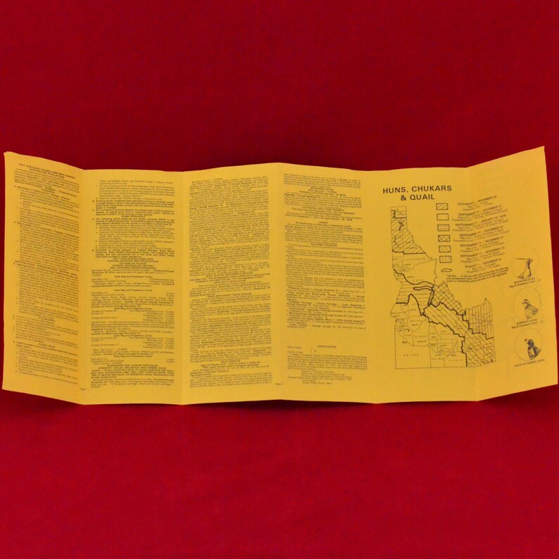 1977 Idaho Upland Game Hunting Seasons and Regulations Etsy