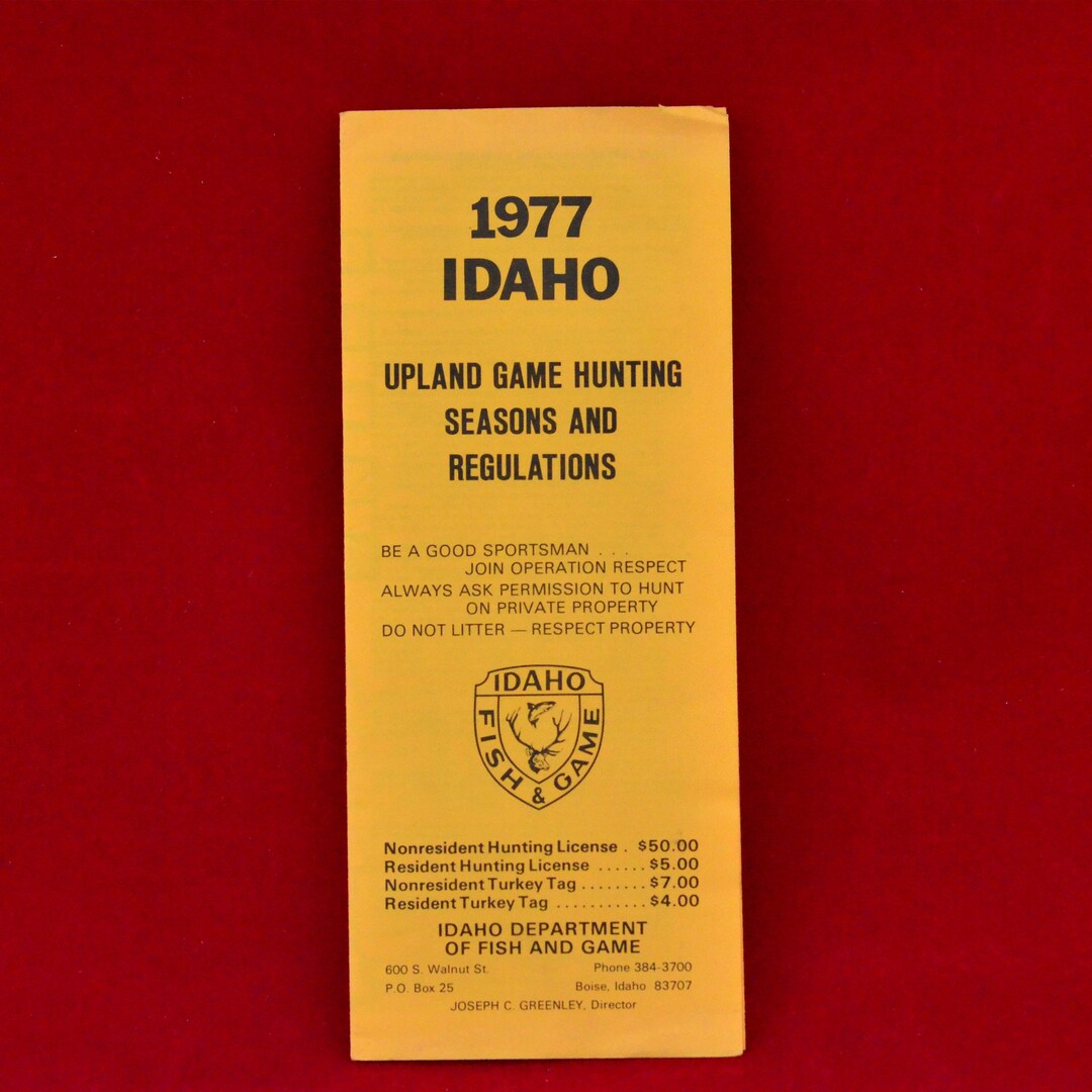 1977 Idaho Upland Game Hunting Seasons and Regulations Etsy