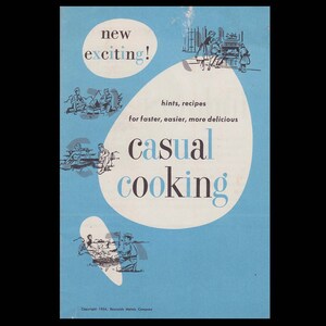 Reynolds Metals Company Casual Cooking - Vintage Cook Book - Advertising & Recipe Booklet- c. 1954 image 1