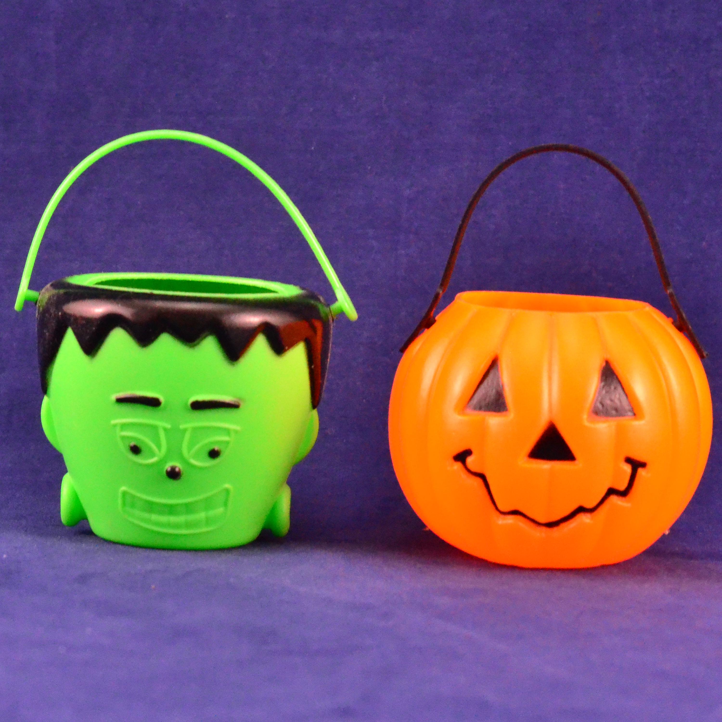 Pair Vintage Halloween Blow Mold Mini Jack-o-lantern Pumpkin