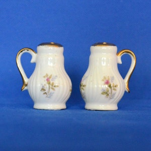 Porcelain Salt and Pepper Shakers with Rose Motif - Vintage Salt and Pepper Shaker Set - Shabby Chic Vintage Kitchen Décor - Made in Japan