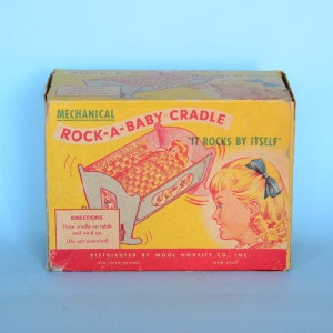 Vintage Rock-A-Baby Cradle Advertising Box - Distributed by Wool Novelty Company 230 Fifth Avenue, New York
