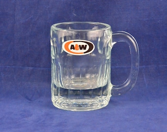 A&W Root Beer Vintage Advertising Mug - 8 Ounce - Advertising Premium - Heavy Glass Mug - Fast Food Soda Pop Mug - Drive In Advertising