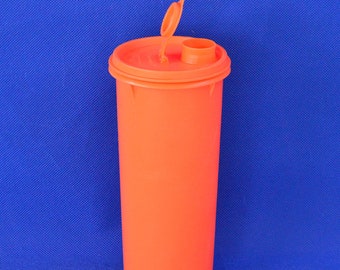 Vintage Tupperware Handolier Contenedor de jarra de un cuarto de galón - Tapa hermética y tapa de boquilla abatible a presión #262 - Bote naranja - Almacenamiento de alimentos de la década de 1980