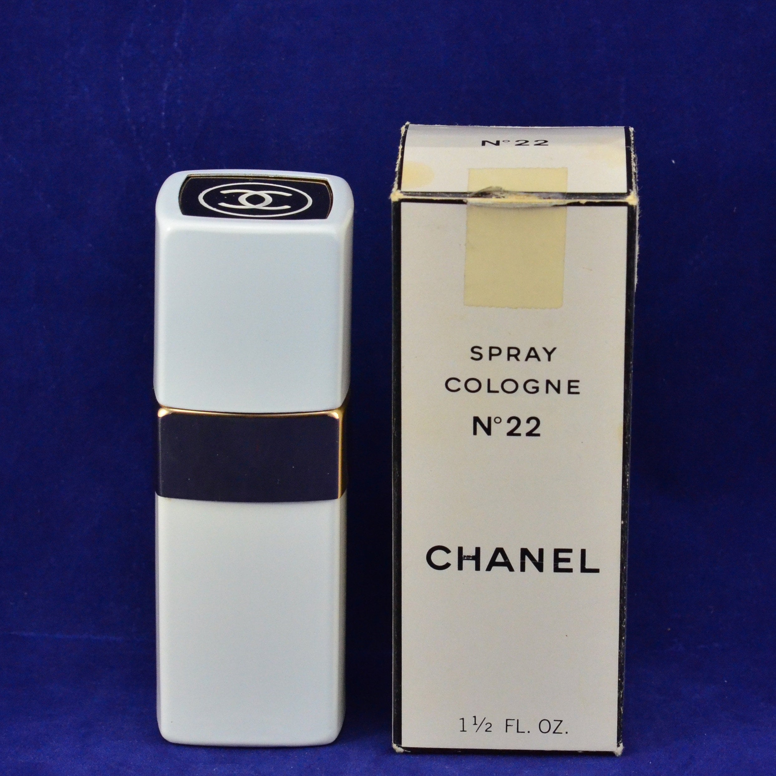 Vintage Chanel No 22 Spray Cologne Bottle - 1.5 Fl Oz White Metal