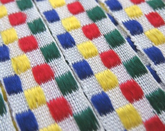 Colorful Checkered Vintage Ribbon Trim 1/2 Inch Wide