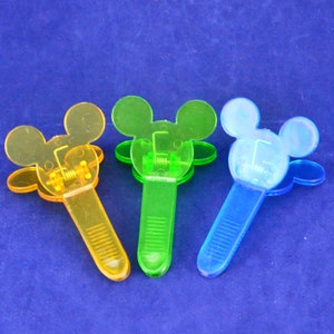 Set van 3 Mickey Mouse oor doorschijnende zak clips - Walt Disney Productions - Geel, groen en blauw helder plastic - keukengerei
