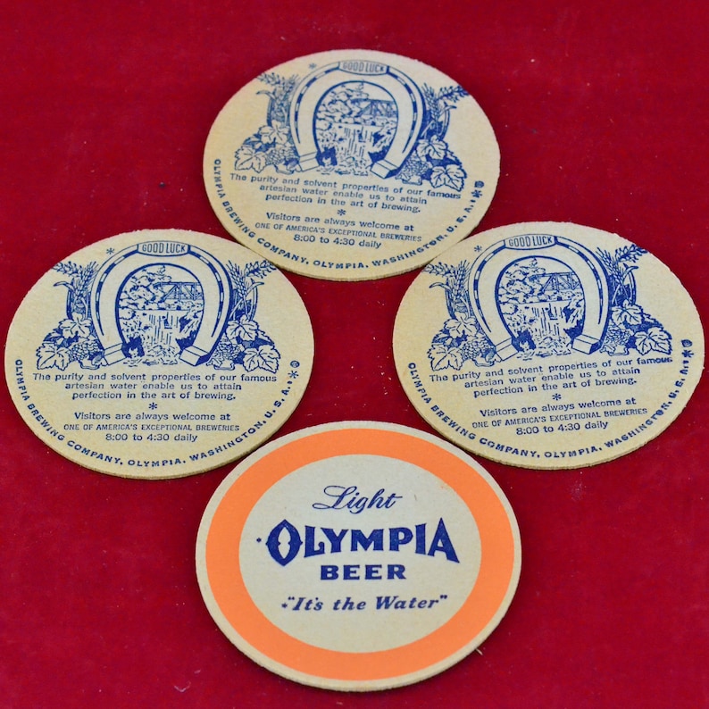 Vintage Olympia Beer Its the Water Coasters Olympia | Etsy