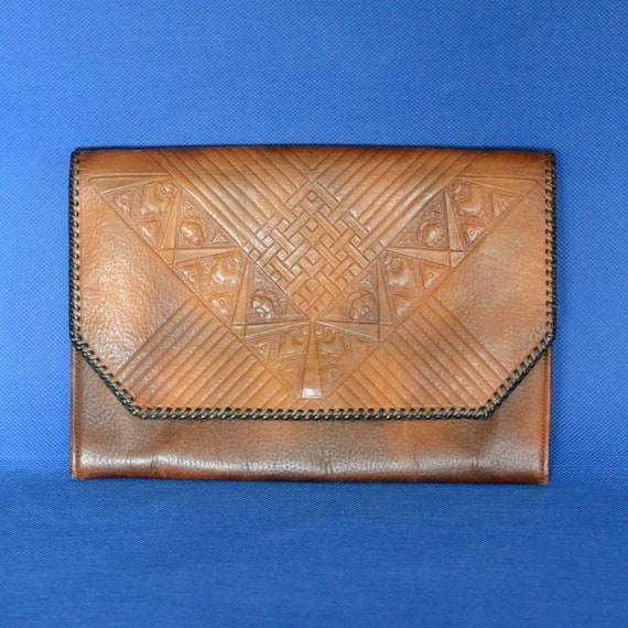 Antique Art Nouveau Genuine Steer Hide Leather Cl… - image 1