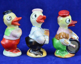 ducks品 Set of 3 Vintage Whimsical Duck Band Figurines - Porcelain Figures