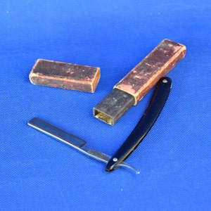 Antique Kleeblatt B. S. Co. Hummer Straight Razor Knife With Box - Sioux City, Iowa - Made in Germany