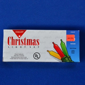 Everglow Miniature Christmas Tree Light Set - 35 Multi Color Flashing Lights - Never Used - China - Original Box - Christmas Holiday Decor