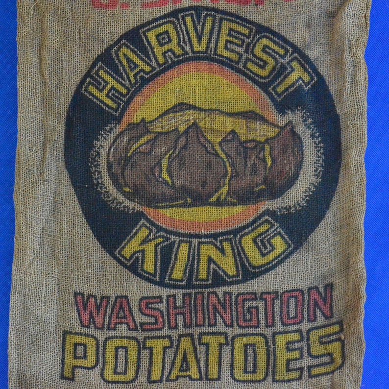 Frame-able Glade Connell Advertising Vintage Harvest King Washington Potato Burlap Sack Andrus /& Roberts -Sunnyside Gunny Sack