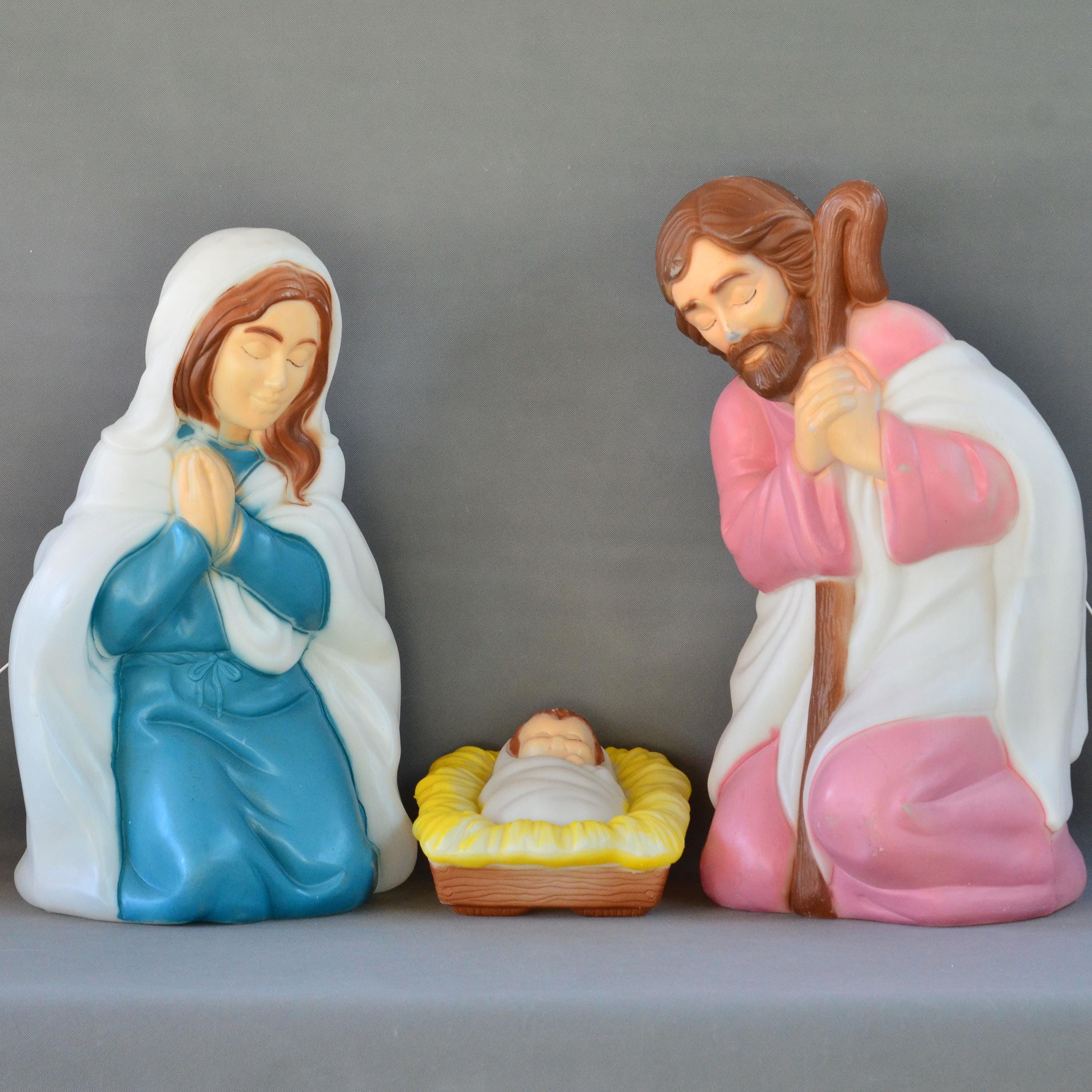 Vintage Blow Mold Nativity Set -joseph, Mary & Baby Jesus -general Vintage Blow Mold Nativity Set -joseph, Mary & Baby Jesus -general