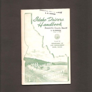 1963 Idaho Drivers Handbook-You Are The Key To Highway Safety - Bonneville County Sheriff L. G. Hopkins-Robert E. Smylie Governor-Car Safety