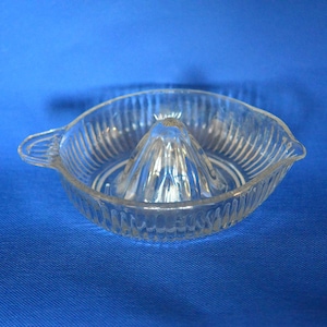 Antique Clear Pressed Glass Ribbed Sides  Citrus Reamer/Fruit Juicer  - Retro Kitchen Tool