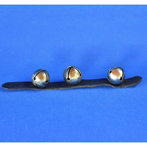 Antique Sleigh Bells with Leather Strap - 3 Bells 1.5 Inch - Christmas Horse Jingle Bells - Patina - Christmas Holiday Decorations