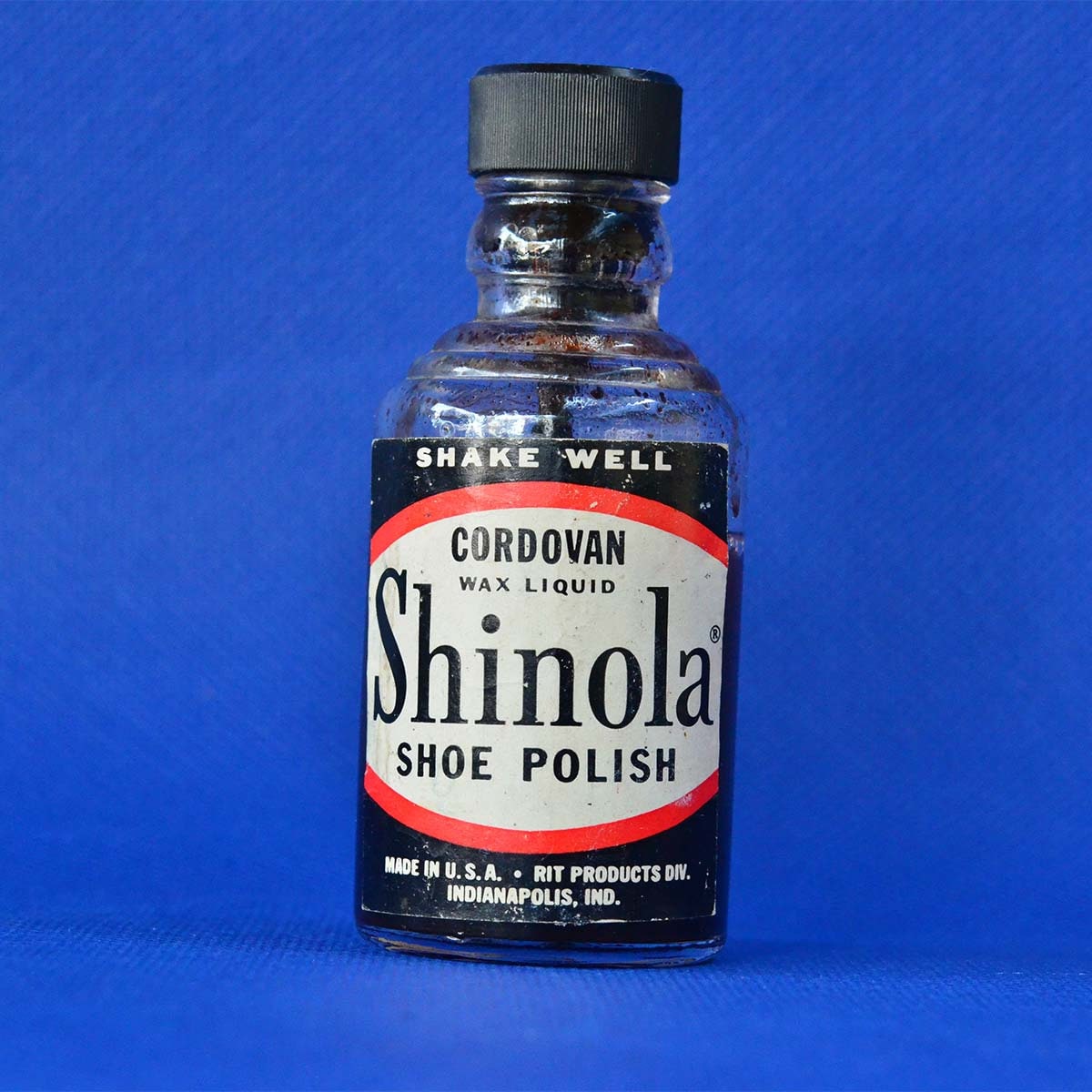 Vintage Shinola Cordovan Liquid Wax Shoe Polish Advertising Bottle