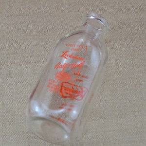 Vintage Lakeshore Farms Half & Half Milk Bottle - Kalamazoo Michigan - Square One Quart - Milchcreme Flasche - Retro FarmKüche Dekor