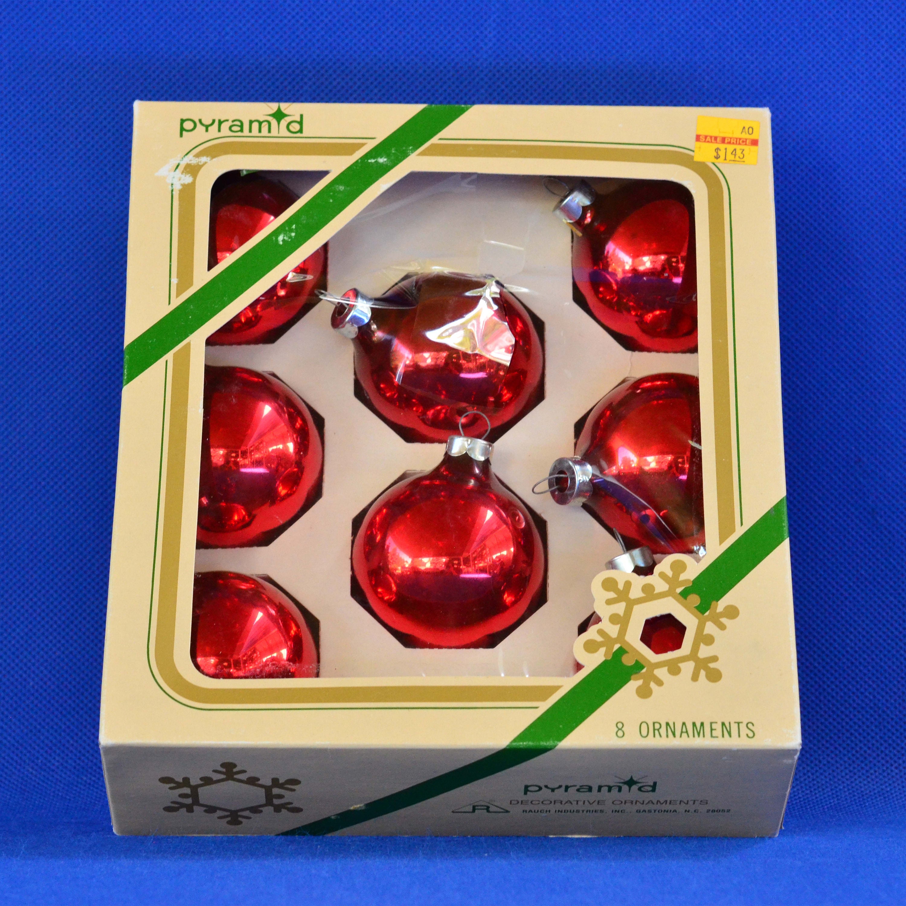 Pyramid Red Mercury Glass Christmas Tree Ornaments Set of 8 Etsy