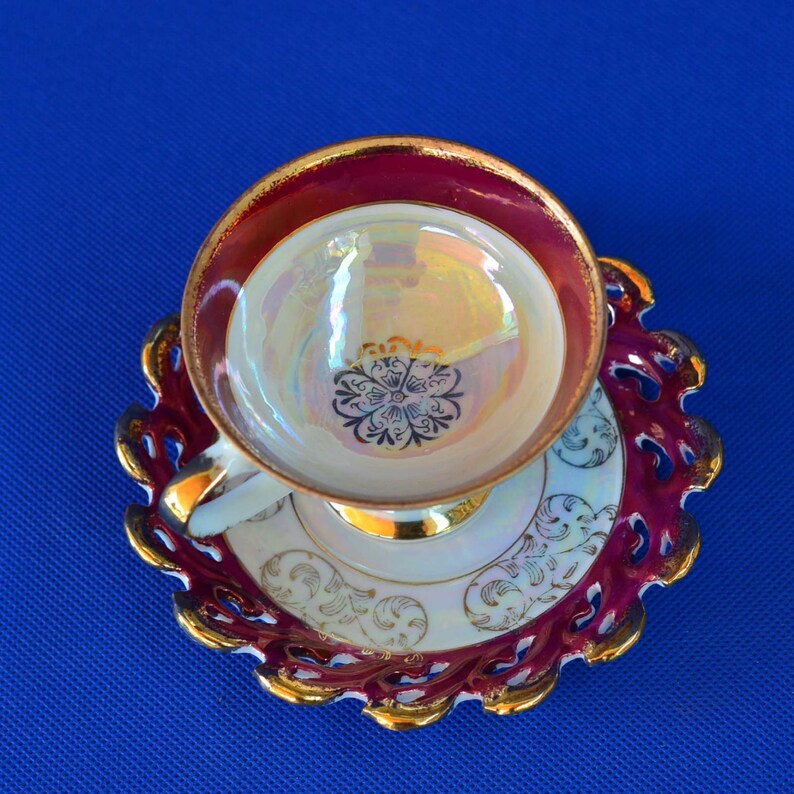 Vintage Royal Crown Tea Cup and Saucer with Iridescent Floral Etsy
