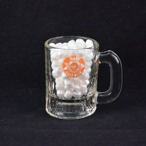Caneca de vidro infantil tamanho A&W Root Beer vintage - Publicidade vintage Premium - 4 onças - Logotipo Bull&#39;s Eye - Caneca de vidro pesada - Caneca infantil
