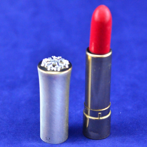 Mid-Century Ripe Cherry Avon Product Lipstick - Brushed Silver-Tone & Gold Tone Retro Makeup - 4A Avon Logo - Vanity - Cosmetics - New York View 3