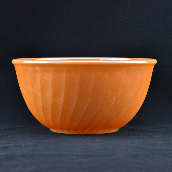 Mid-century Fire King Swirled Designed Peach/copper Iridescent