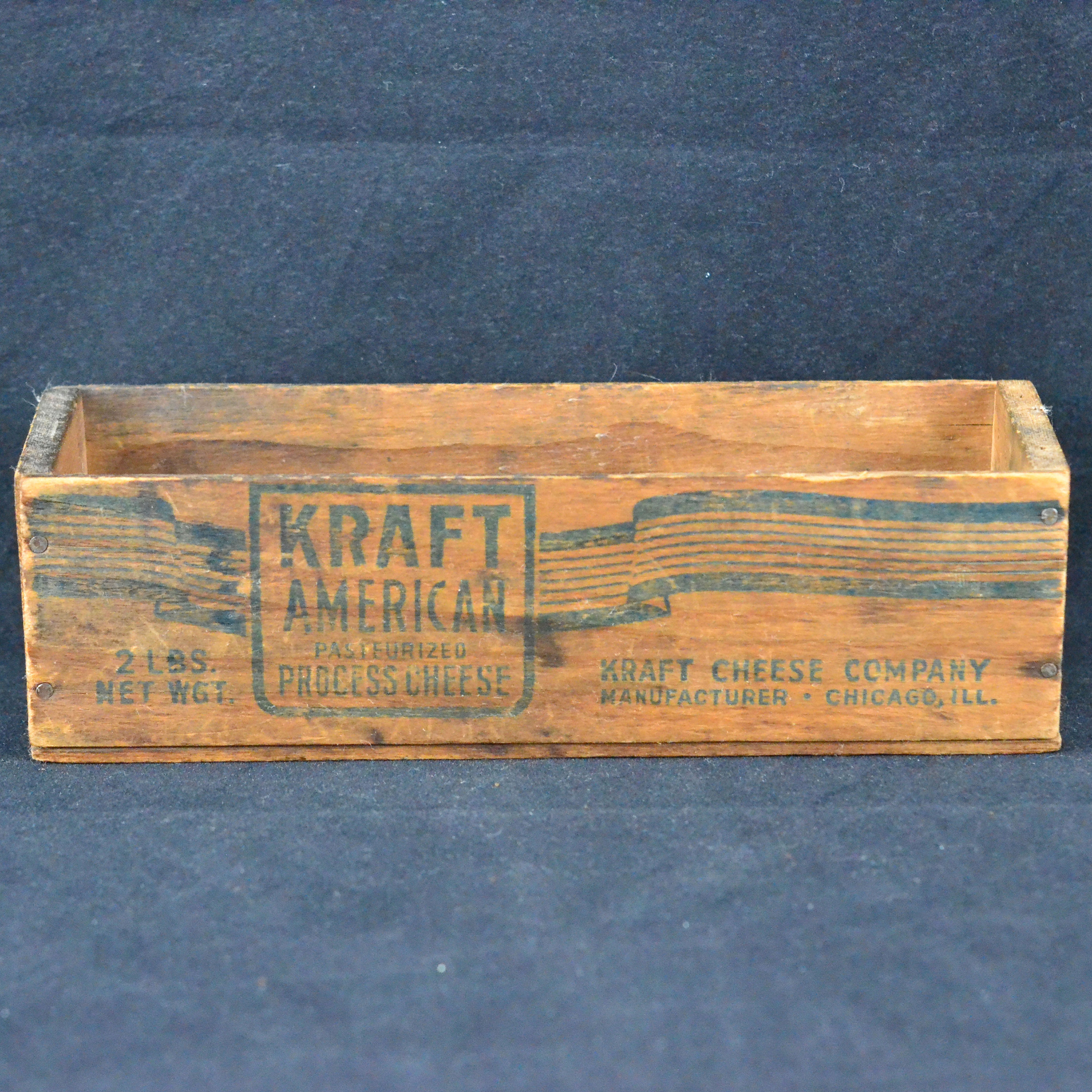 Vintage Kraft American Cheese Wood Box - 2 LBS Wood Cheese Crate