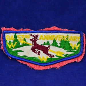 Vintage Boy Scouts of America BSA Order of the Arrow OA 53RD Anniversary (1968) Flap Patch - Embroidered - Sew On - Deer, Arrow & Pine Trees