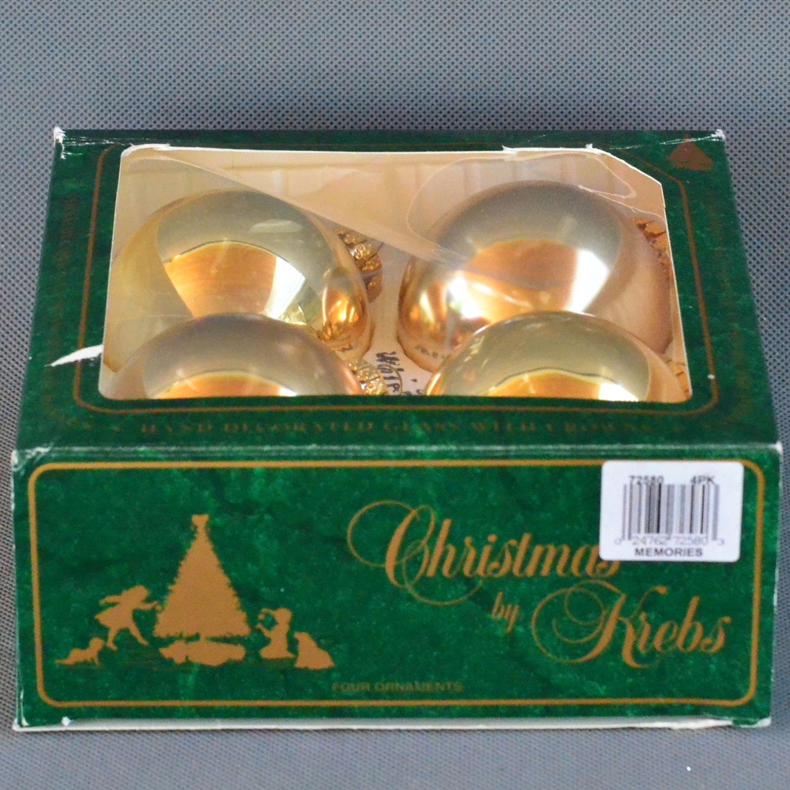 Set of 4 Christmas by Krebs Gold Tree Ornaments With Crowns - 2 3/4 ...