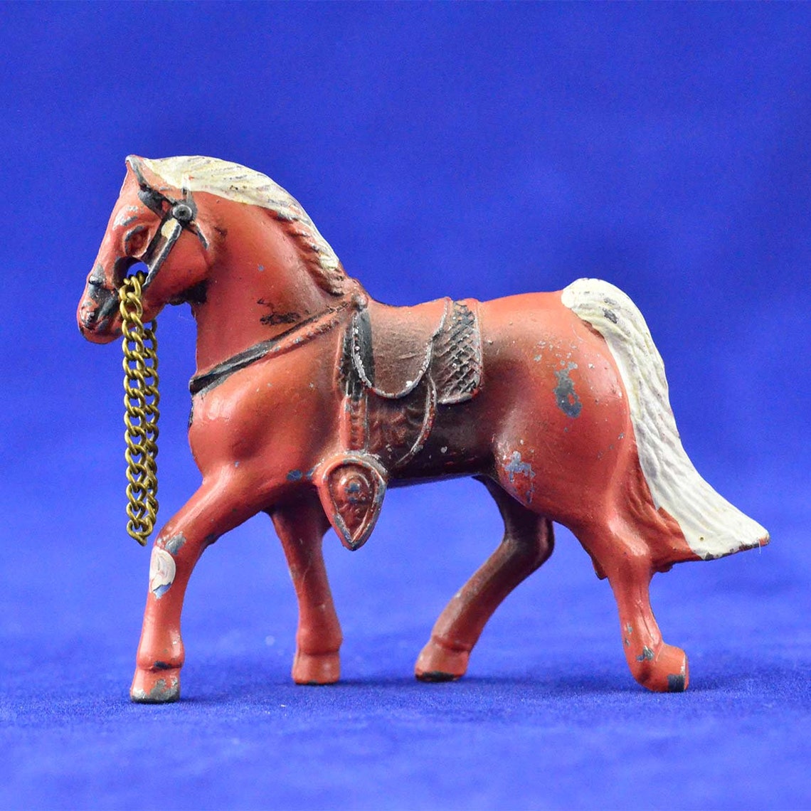Vintage HollowCast Lead Horse with Brass Reins Made In Etsy